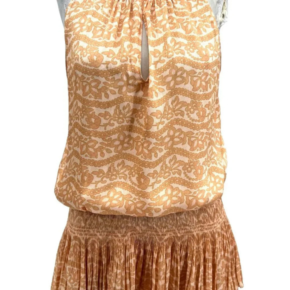 Current Air Los Angeles The Wyland Dress Smocked Mini Orange Floral Size Small - Picture 5 of 15